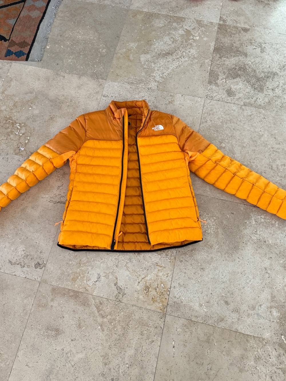 The North Face Orange Quilted Down Puffer Jacket